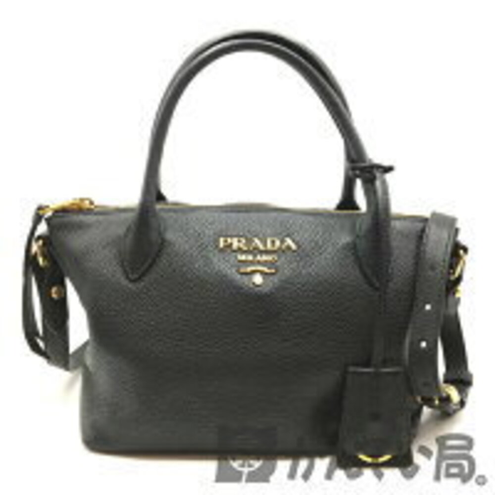 PRADA Handbag Shoulder Bag Black Nero Black Leather